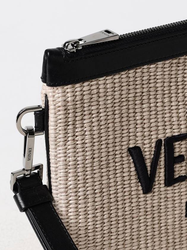 Clutch Versace in rafia intrecciata e pelle - VERSACE - BALAAN 4