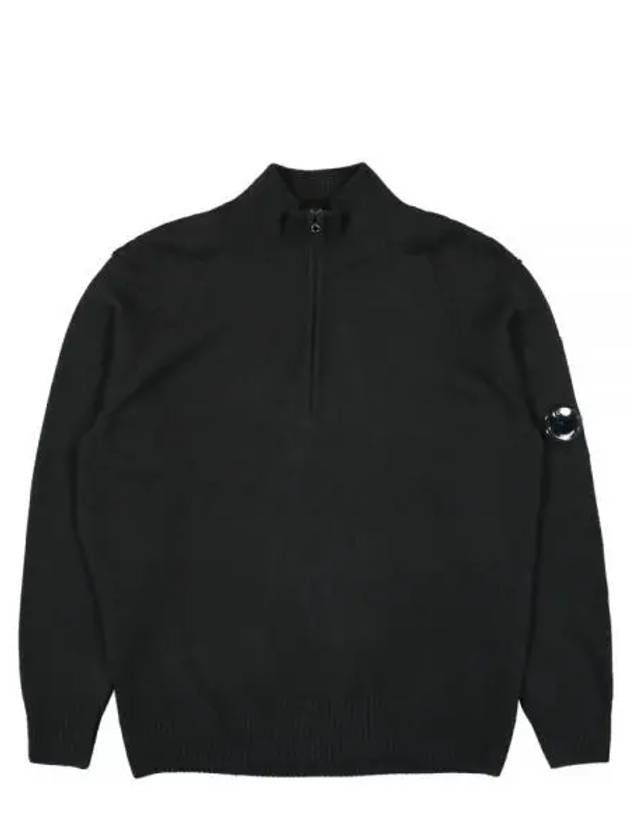 Lambswool GRS Half Zipped Knit Top Black - CP COMPANY - BALAAN 2