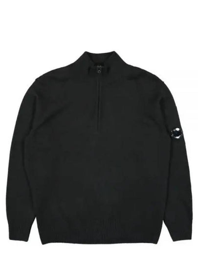 Lambswool GRS Half Zipped Knit Top Black - CP COMPANY - BALAAN 2