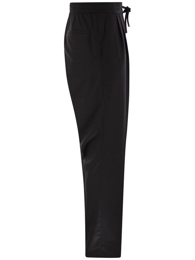 Leisure fit trousers in virgin wool flannel with drawstring and double darts - BRUNELLO CUCINELLI - BALAAN 3