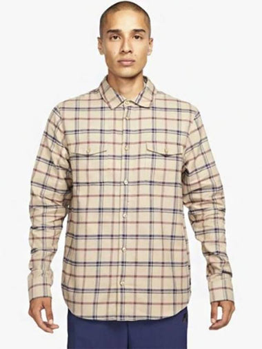 01DA4251247SBFlannel check shirtbeige khaki - NIKE - BALAAN 1