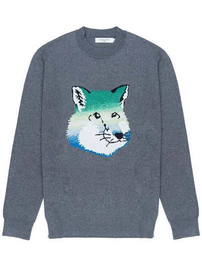 Vibrant Fox Head Intarsia Comfort Knit Top Grey - MAISON KITSUNE - BALAAN 2