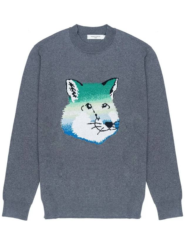 Vibrant Fox Head Intarsia Comfort Knit Top Grey - MAISON KITSUNE - BALAAN 3