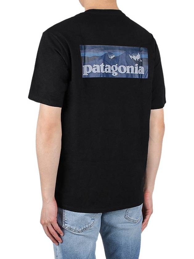 Men's Boardshort Logo Pocket Cotton Short Sleeve T-Shirt Ink Black - PATAGONIA - BALAAN 5