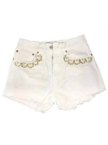 FORTE COUTURE Pearl Detail White Shorts - FORTE FORTE - BALAAN 1