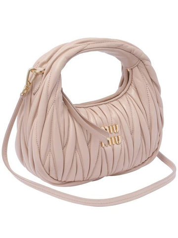 Wander Matelasse Nappa Leather Hobo Mini Bag Pink - MIU MIU - BALAAN 1