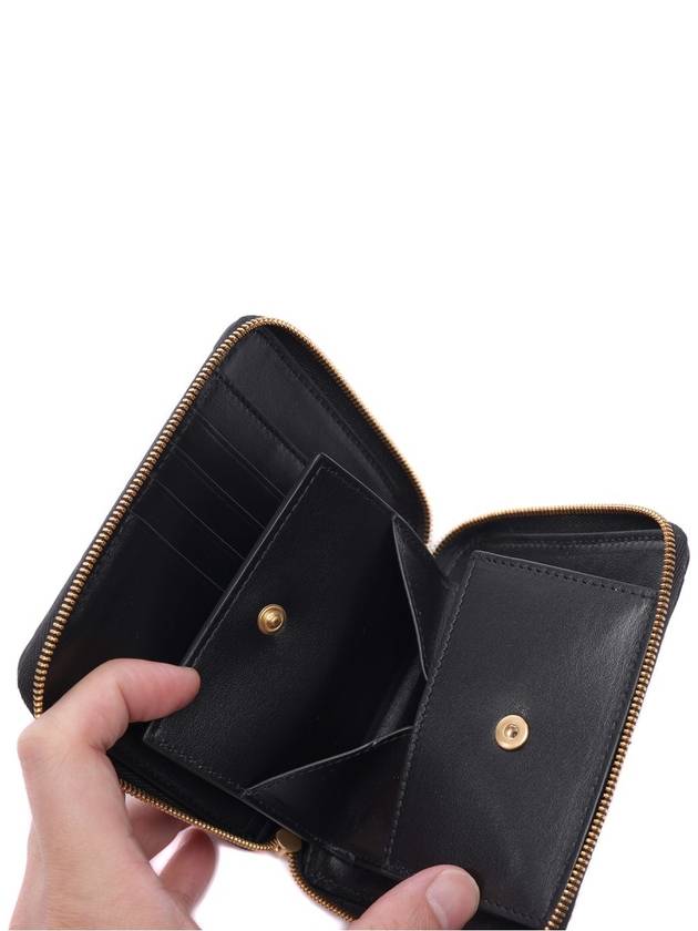 Women's Intrecciato Zipper Around Bicycle Wallet Black - BOTTEGA VENETA - BALAAN.