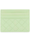 Intrecciato Leather Card Holder Green - BOTTEGA VENETA - BALAAN 1