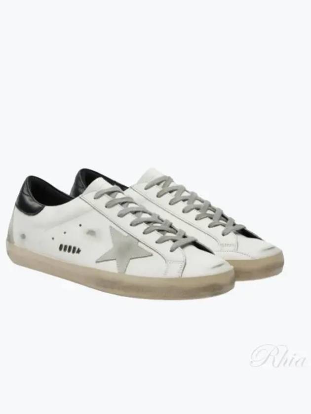 Men's Black Heel Tab Metal Stud Lettering Superstar Low Top Sneakers White - GOLDEN GOOSE - BALAAN 2