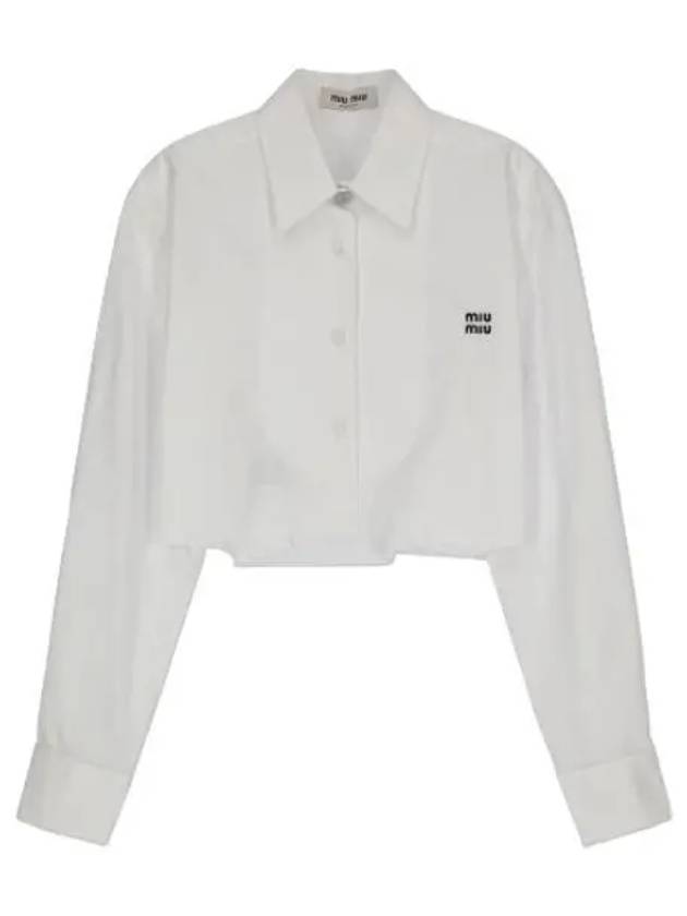 logo crop shirt white - MIU MIU - BALAAN 1