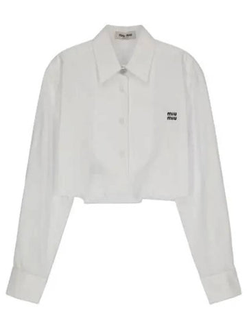 logo crop shirt white - MIU MIU - BALAAN 1