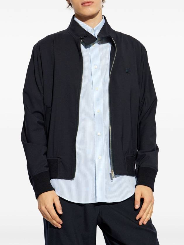 4G Detail Wool Poplin Harrington Zip-Up Jacket Night Blue Navy - GIVENCHY - BALAAN 4