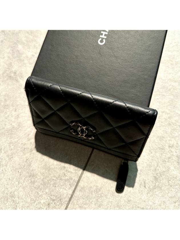 Chanel Lambskin Metal CC Logo Zipper Card Holder Coin Wallet Black - CHANEL - BALAAN 9