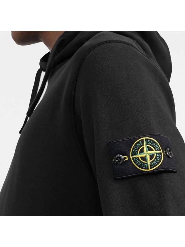 Wappen Patch Cotton Fleece Hoodie Black - STONE ISLAND - BALAAN 4