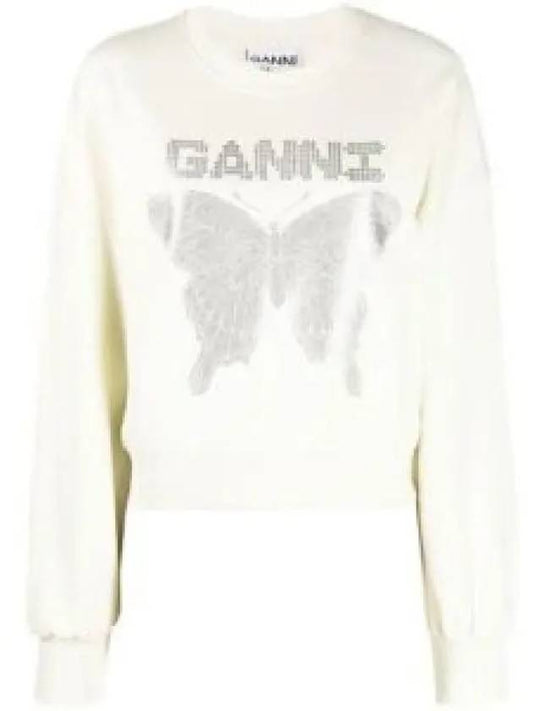 Butterfly Logo Cotton Sweatshirt White - GANNI - BALAAN 2