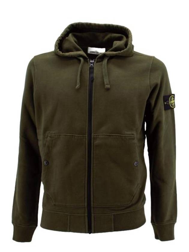 Wappen Patch Cotton Zip Up Hoodie Olive - STONE ISLAND - BALAAN 2