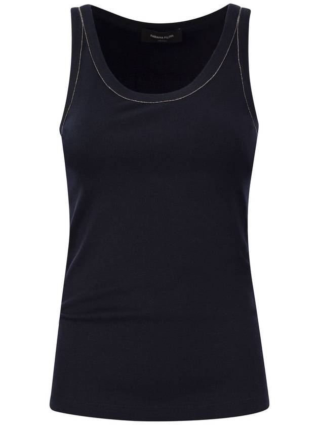 Ribbed Cotton Sleeveless Navy - FABIANA FILIPPI - BALAAN 2