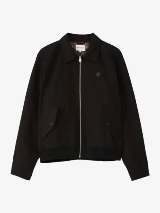 Harrington Technical Cotton Gabardine with Bold Fox Head Patch Jacket Black - MAISON KITSUNE - BALAAN 3