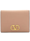 Women's V Logo Signature Compact Half Wallet Dark Beige - VALENTINO - BALAAN 2