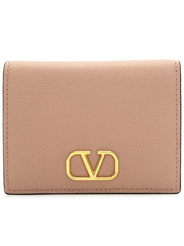 Exclusive special price limited to 30 pieces V logo signature women s half wallet P0R39SNP GF9 - VALENTINO - BALAAN 1