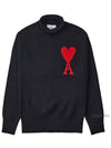 Heart Logo Knit Turtleneck Black - AMI - BALAAN 10