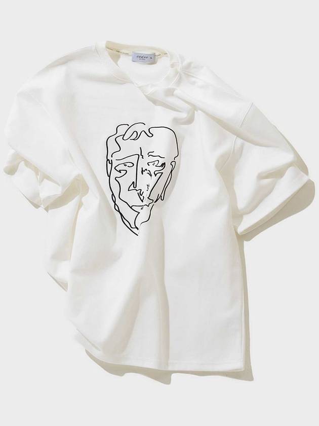 Face drawing embroidery short sleeve t shirt ivory - FFEFF STUDIO - BALAAN 3