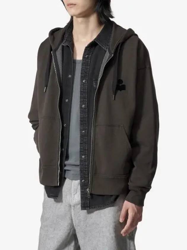 Markus Logo Zip Up Hoodie Faded Black - ISABEL MARANT - BALAAN 2