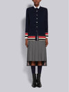 Jersey Stitch Shetland Wool Stripe Crew Neck Cardigan Navy - THOM BROWNE - BALAAN 7