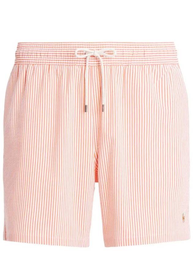 Logo Patch Striped Swim Shorts Orange - POLO RALPH LAUREN - BALAAN 1