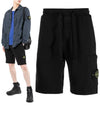 Waffen Patch  Fleece Bermuda Shorts Black - STONE ISLAND - BALAAN 2