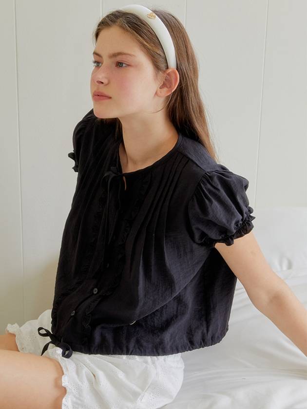 FRILL STRING RIBBON BLOUSE BLACK - ANOETIC - BALAAN 3