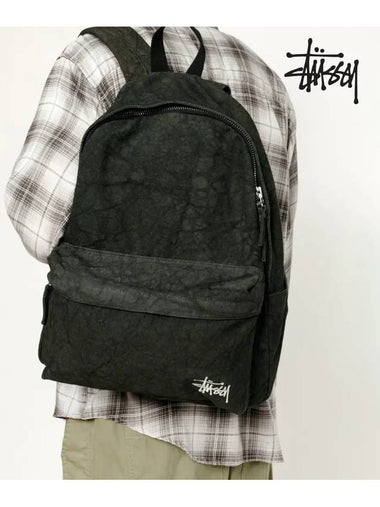 Canvas Backpack Washed Student Unisex Black - STUSSY - BALAAN 1