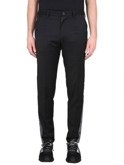 side band wool straight pants black - DOLCE&GABBANA - BALAAN 2