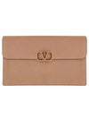 Women's V Logo Leather Clutch Bag Rose - VALENTINO - BALAAN 2