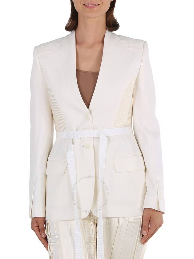 Women's Belted Single Breasted Wool Jacket White - BURBERRY - BALAAN 3