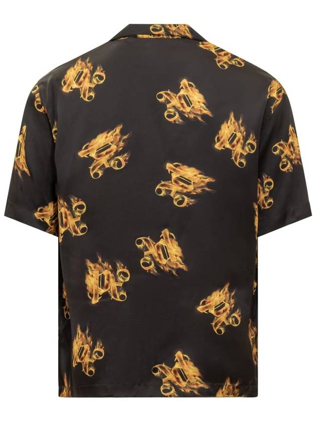 Burning Monogram Short Sleeve Shirt Black - PALM ANGELS - BALAAN 3