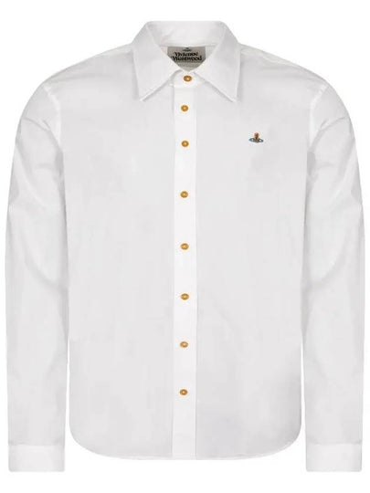 Men's Embroidered ORB Long Sleeve Shirt White - VIVIENNE WESTWOOD - BALAAN 2