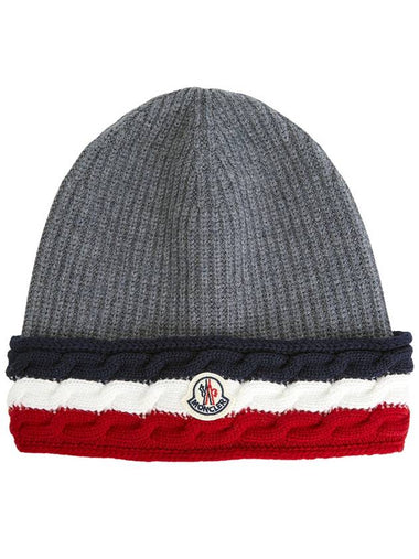 Kids Tricolor 3B00009 M1131 988 Wool Beanie - MONCLER - BALAAN 1