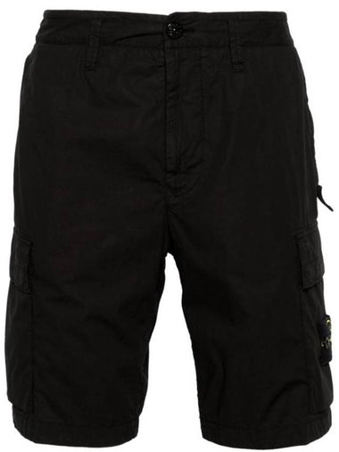 Light Stretch Cotton Bermuda Shorts Black - STONE ISLAND - BALAAN 1