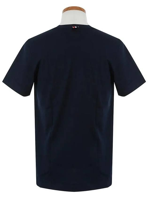 Men's Side Slit Relaxed Short Sleeve T-Shirt Navy - THOM BROWNE - BALAAN 4