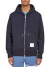 Center Back Stripe Cotton Zip Up Hoodie Navy - THOM BROWNE - BALAAN 3