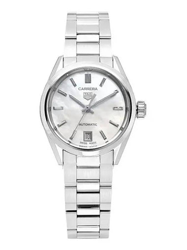 Women’s Carrera Caliber 9 Mother of Pearl Dial Automatic Metal Watch White - TAG HEUER - BALAAN 1