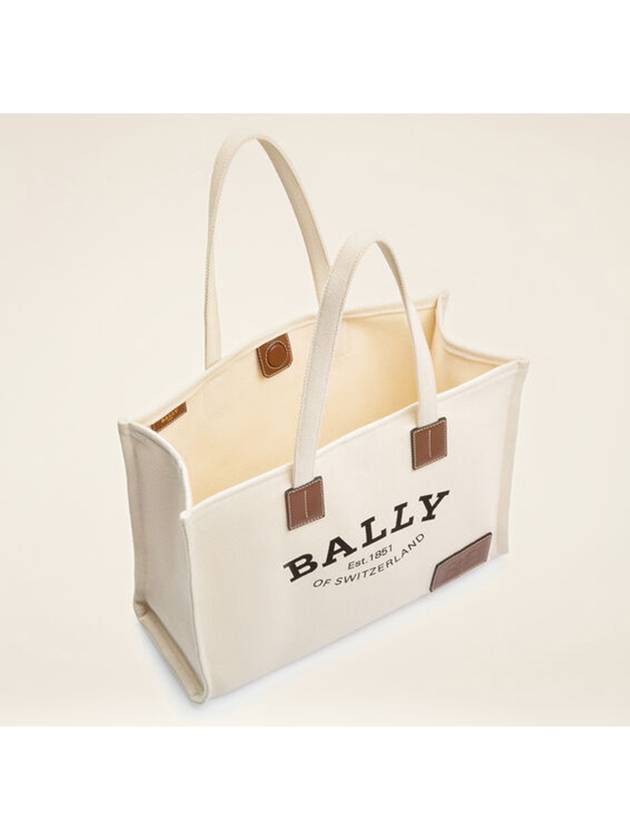 Crystalia Logo Print Tote Bag Beige - BALLY - BALAAN 3