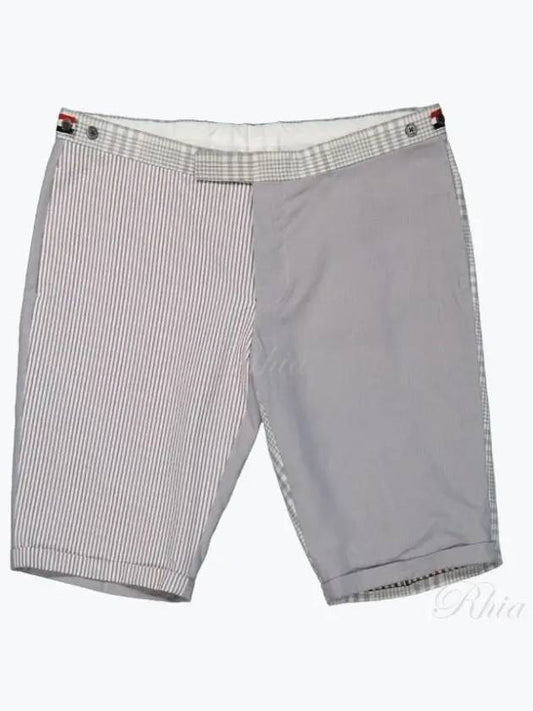 Fun Mix Linen Side Tab Shorts Grey - THOM BROWNE - BALAAN 2