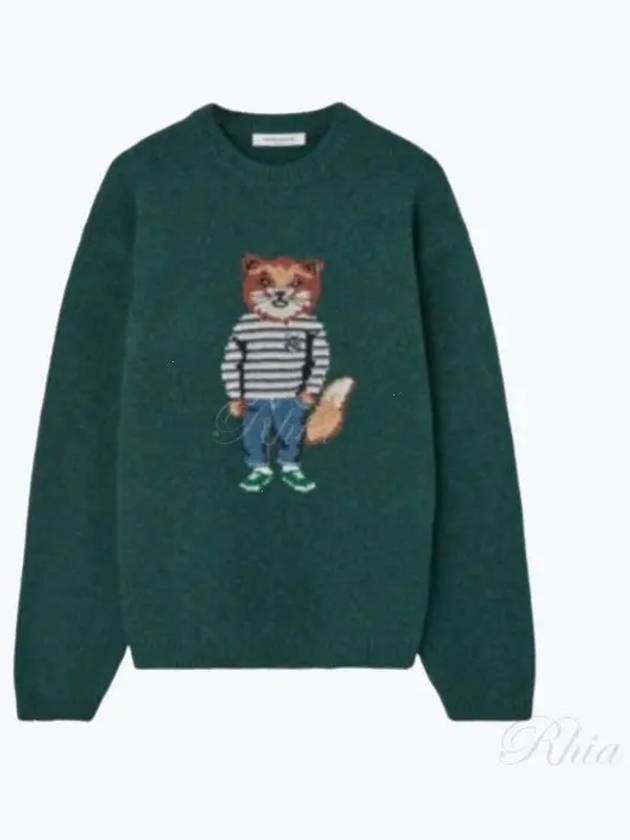 Dressed Fox Intarsia Knit Top Pine - MAISON KITSUNE - BALAAN 2