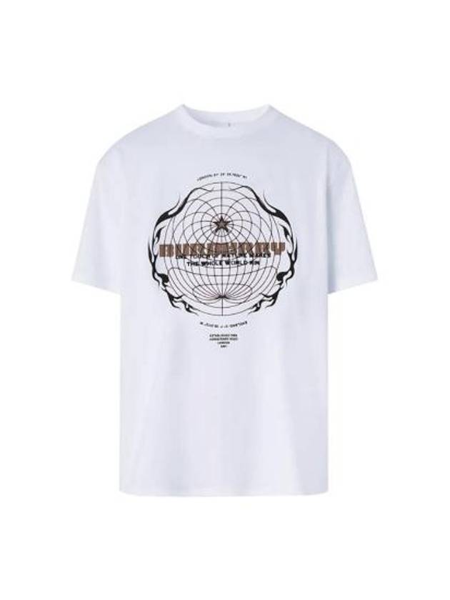 Globe Logo Graphic Short Sleeve T-Shirt White - BURBERRY - BALAAN 2