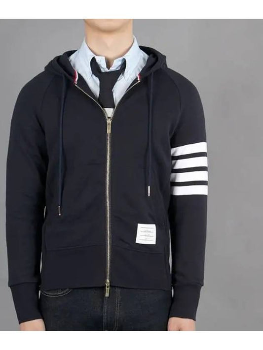 Engineered 4 Bar Diagonal Zip Up Hoodie Navy - THOM BROWNE - BALAAN 2