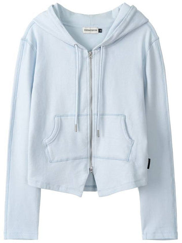 BASIC SLIM ZIP UP HOODIE BABY BLUE - ZIZEMUSEUM - BALAAN 1