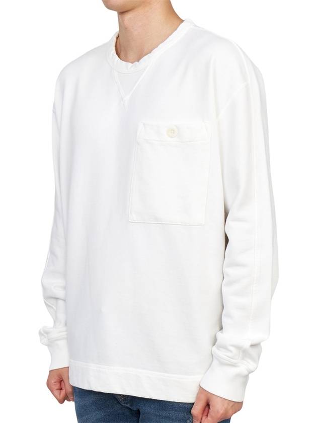 Men's Pocket Crew Neck Cotton Sweatshirt White - TEN C - BALAAN 3