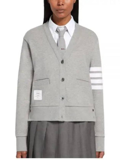 4-Bar Loopback Jersey Cardigan Light Grey - THOM BROWNE - BALAAN 2